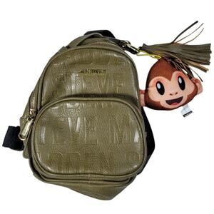 Steve Madden Mini Backpack Olive Green Logo Faux Leather Small Bag Adjustable